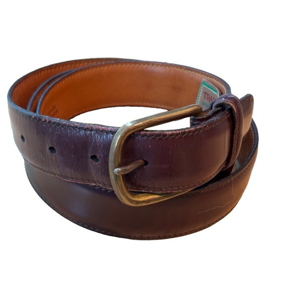Vintage TRAFALGAR CORDOBA Calfskin Leather Belt Brass Buckle Mens 40" Mahogany - Picture 1 of 9